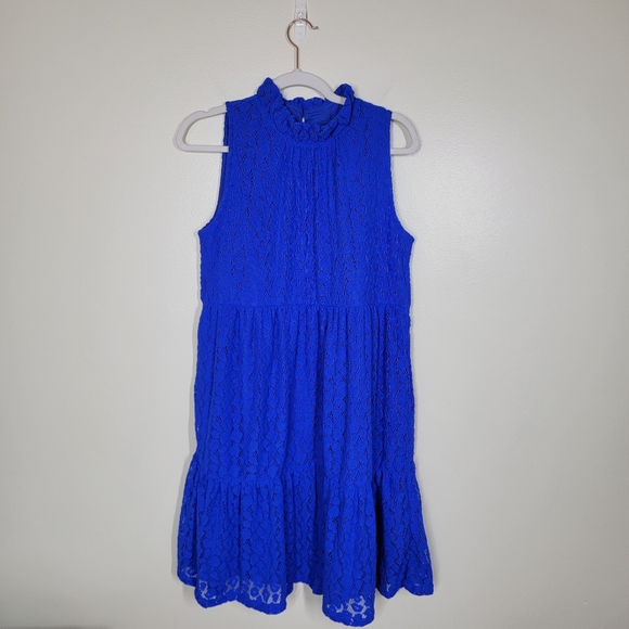 NWT Lilly Pulitzer Cornelia Dress Blue Grotto Leopard Knit Lace Size Medium - Picture 3 of 6